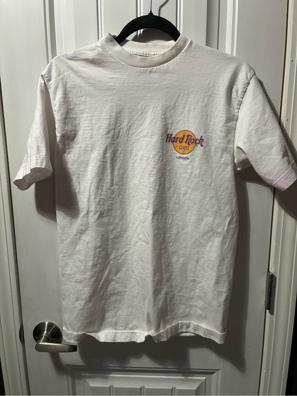 Hard Rock Cafe White T-Shirt with Yellow & Purple Logo
